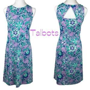 Talbots Bold Floral Beach Vacation Cruise Dress With Cut Out Dress NWOT Size S